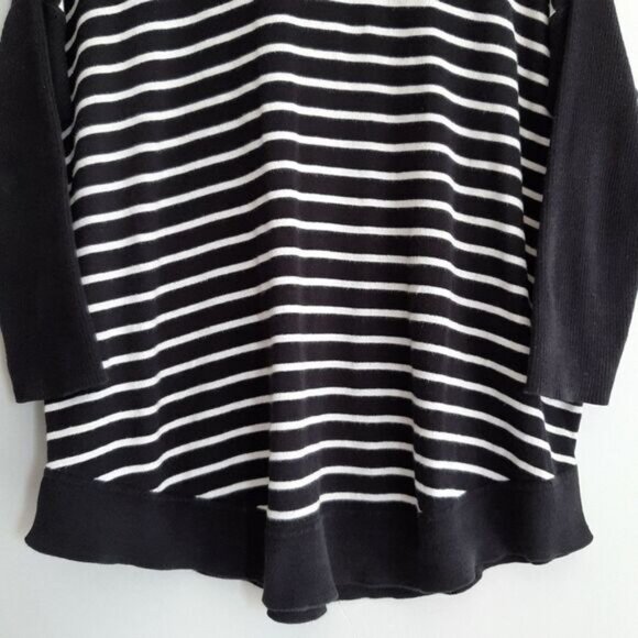 J. CREW 100% Cotton Relaxed Scoop Neck Stripe Top Ribbed Sleeve Sz M - Picture 4 of 8